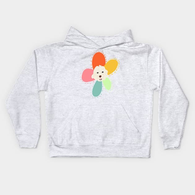 Sunshine Rainbow Flower Dog Kids Hoodie by PatternbyNOK